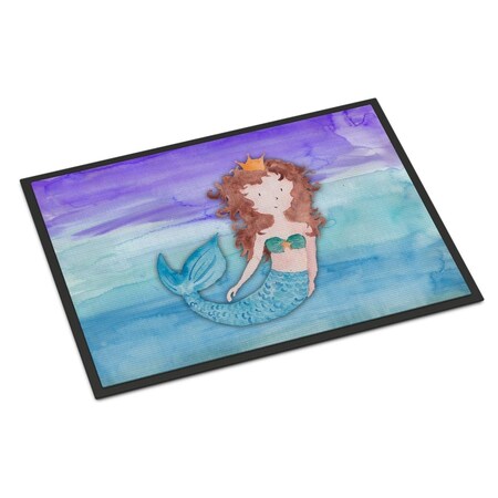 Carolines Treasures 18 x 27 in. Brunette Mermaid Watercolor Indoor or Outdoor Mat BB7422MAT